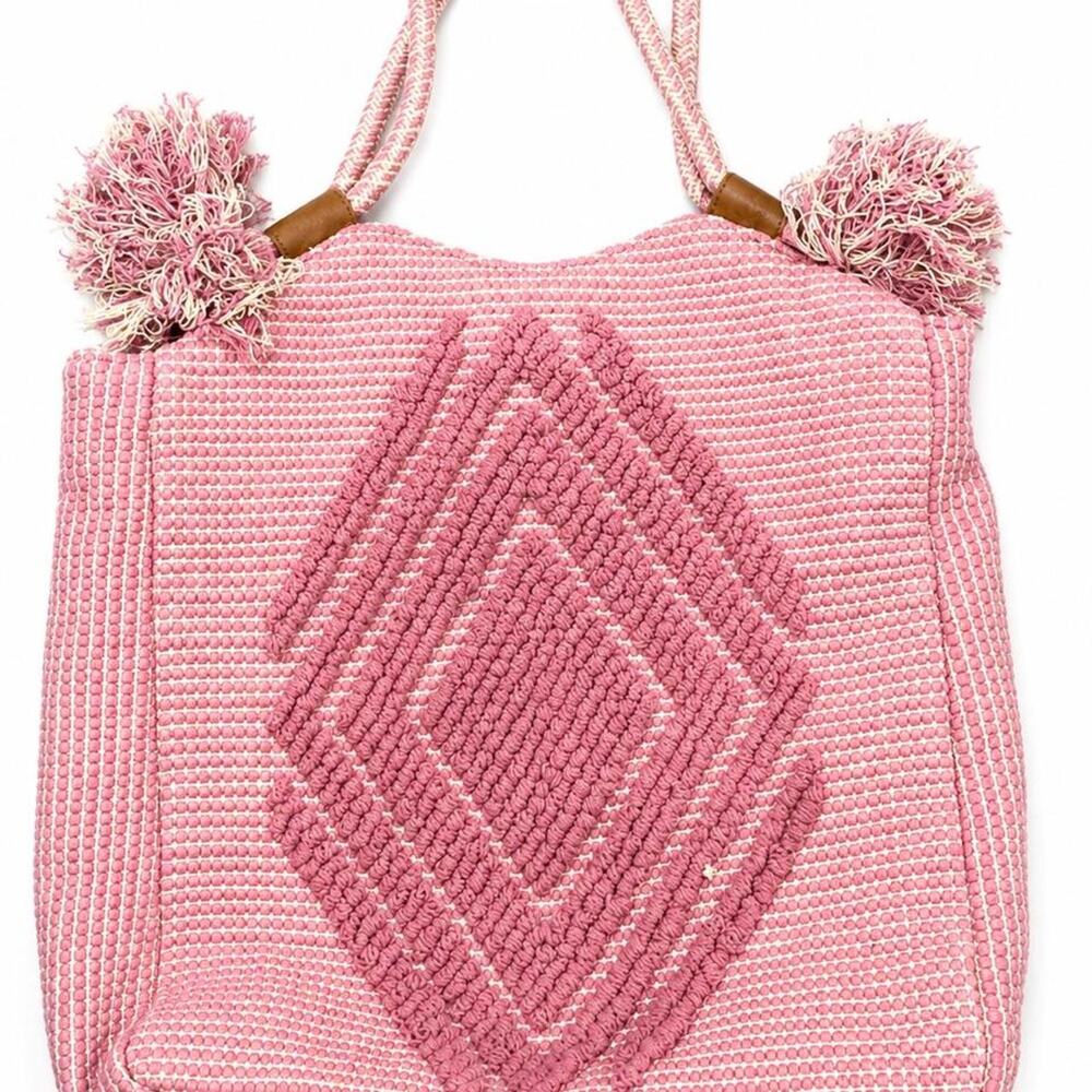 Pink woven boho tote shoulder